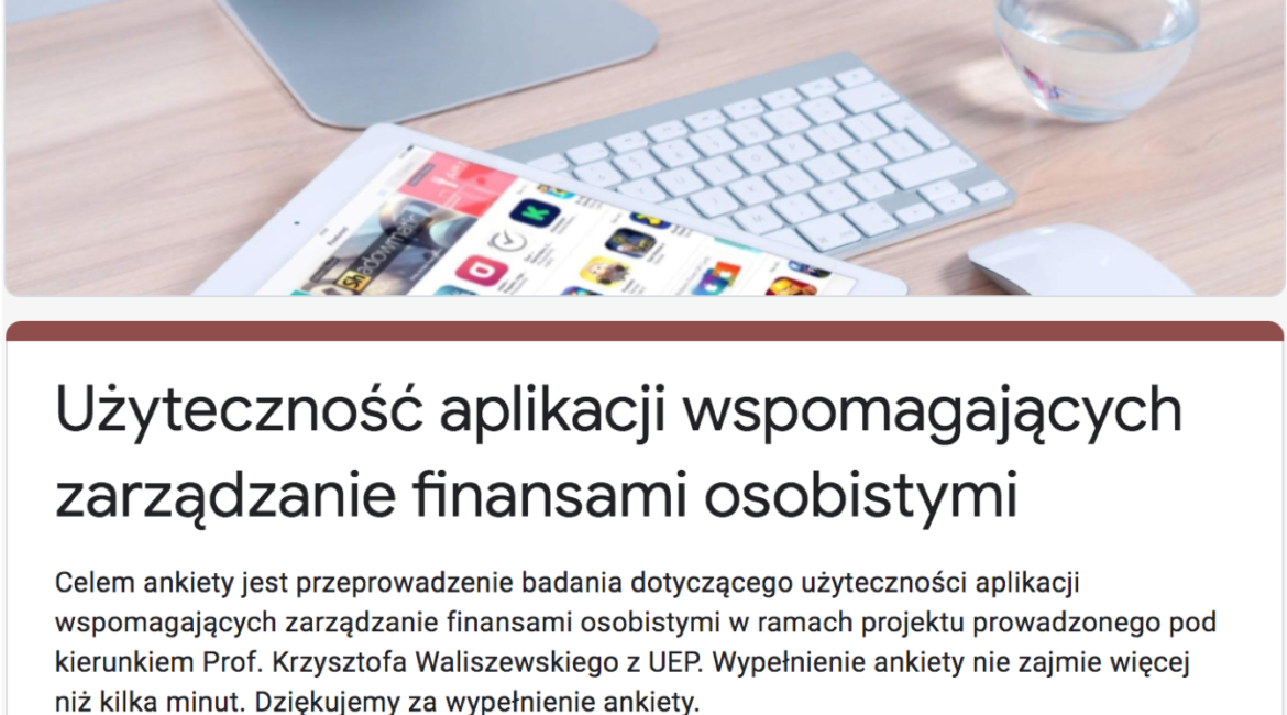 Badanie „Użyteczność aplikacji wspomagających zarządzanie finansami osobistymi”
